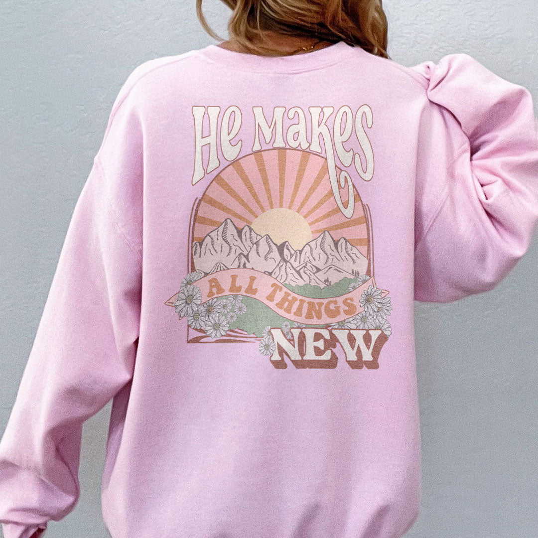 Makes All Things New Summer Back Print Sweatshirt